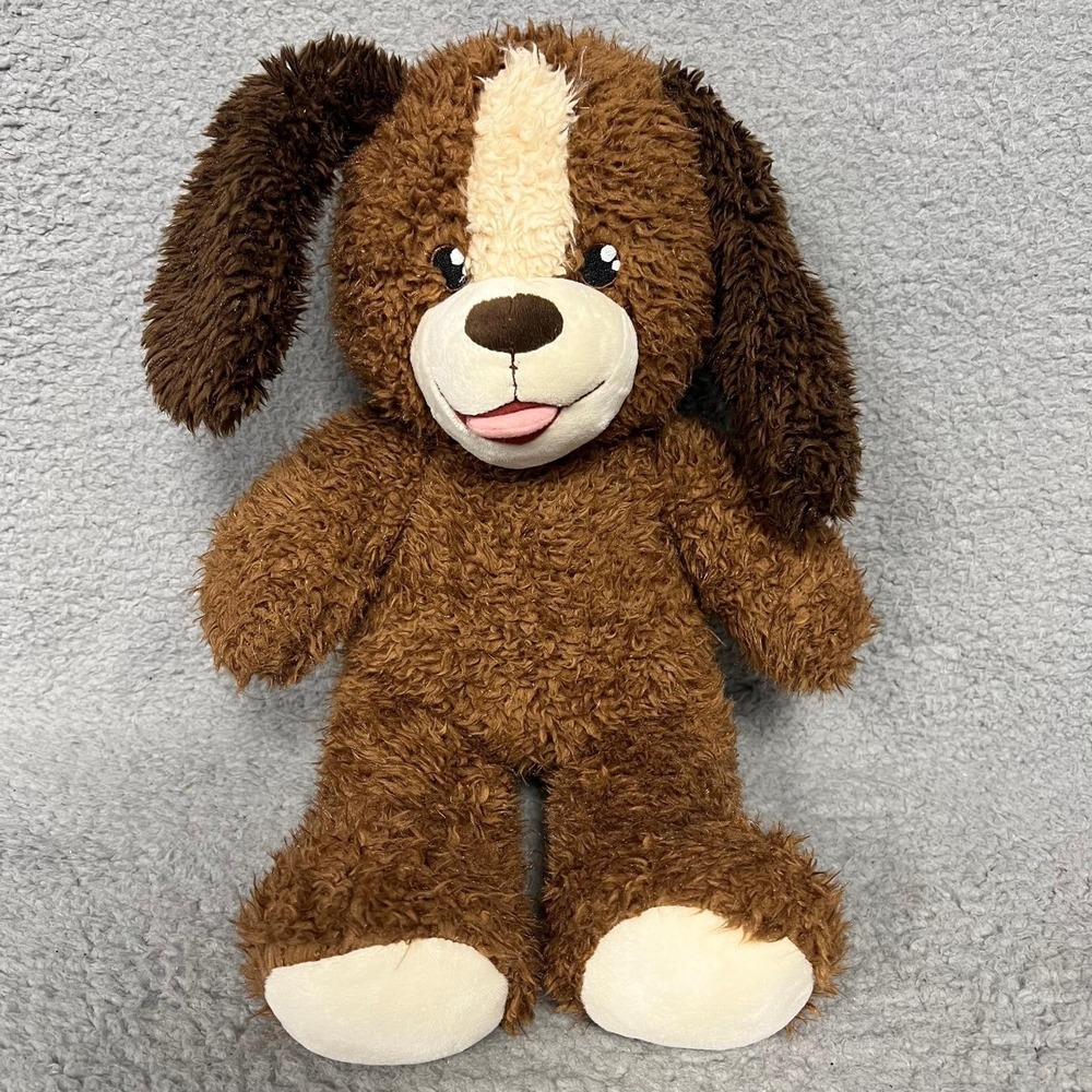 Build a Bear Workshop Fuzzy Plush 17" Brown Puppy Tounge Out Stuffed Animal‎ Toy